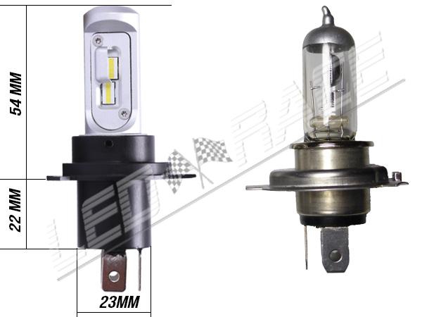 Ampoules LED H4 pour Dacia LOGAN Feux de Croisement + Route